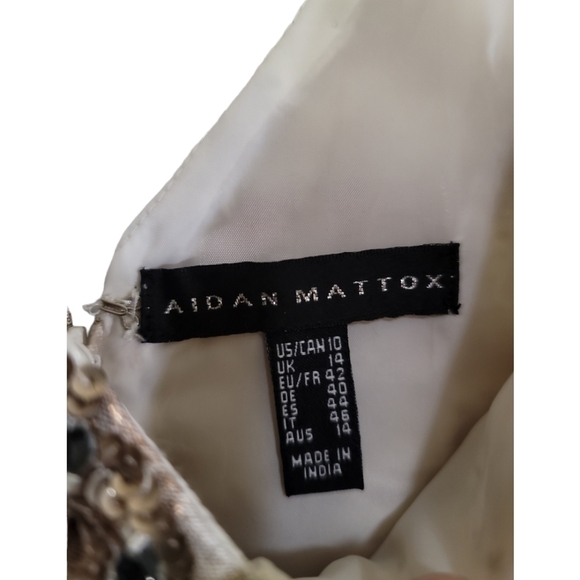 Aidan Mattox MD1E201398 Embellished Sweetheart Jacquard A-line Dress Gown Gold - Picture 9 of 12